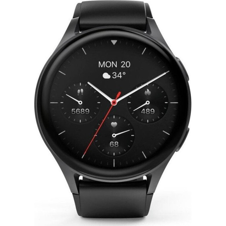 Hama Smartwatch 8900, GPS, AMOLED 1.43, czarna koperta, czarny pasek silikonowy