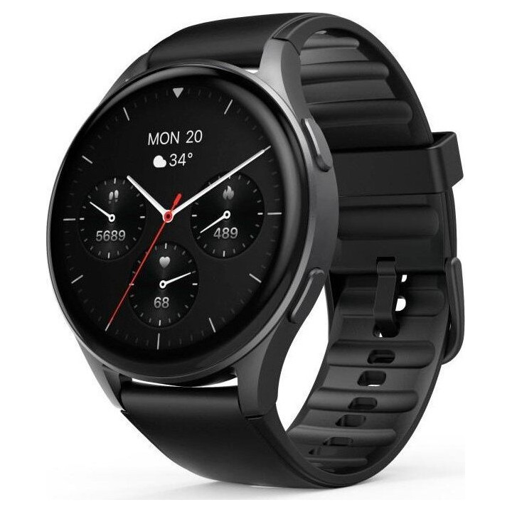 Hama Smartwatch 8900, GPS, AMOLED 1.43, czarna koperta, czarny pasek silikonowy