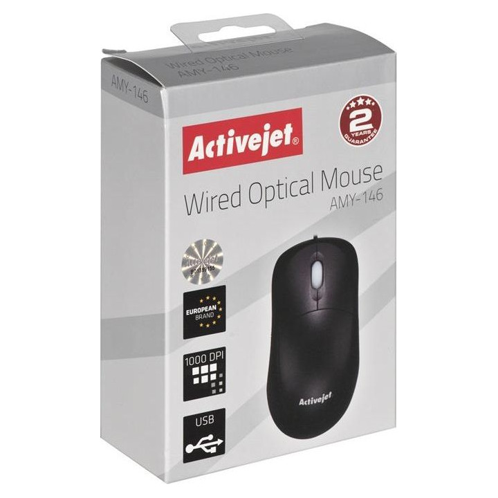 Mysz Activejet AMY-146 (optyczna; 1000 DPI; kolor czarny)