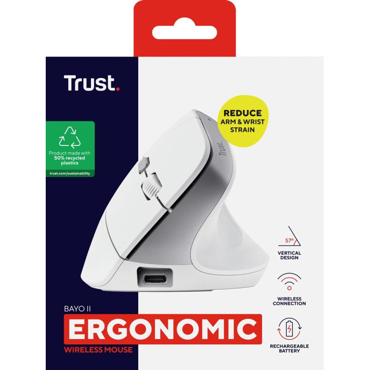 Mysz Trust BAYO II ERGONOMIC WIRELESS White