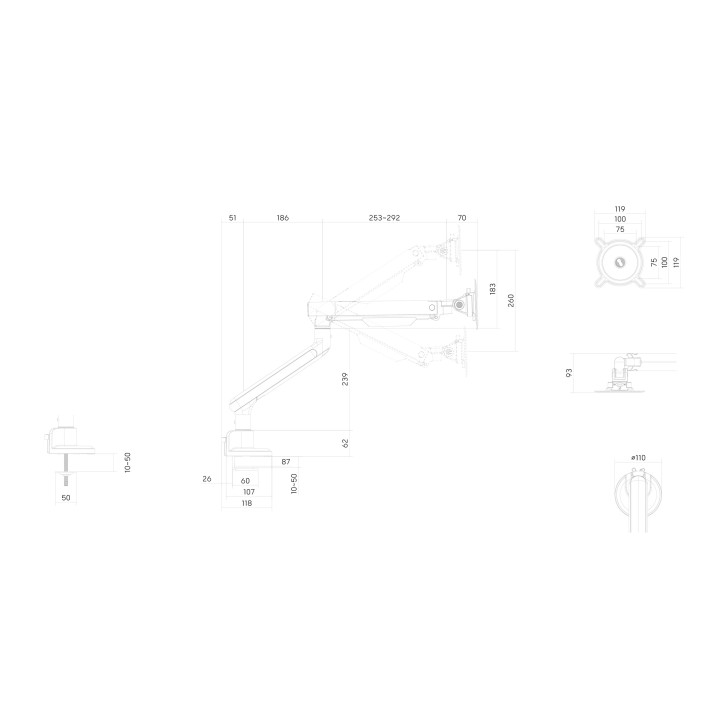 One For All DM7120 Uniwersalny uchwyt do monitora ARM, DESIGN, SMART, SINGLE, biały,13''-35'' 10kg