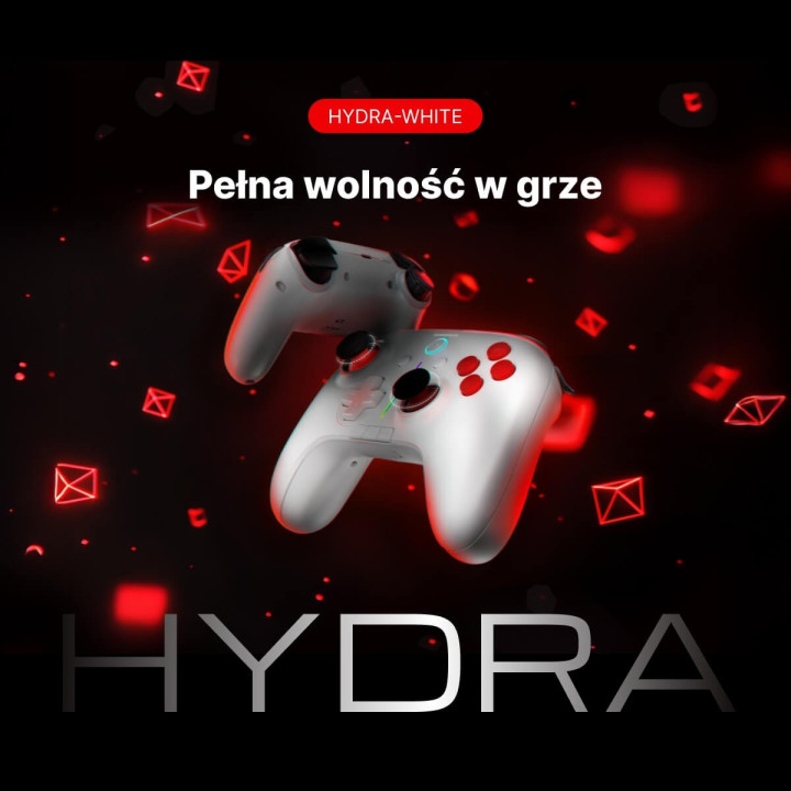 Rampage Hydra Kontroler gamingowy RGB bezprzewodowy pad biały
