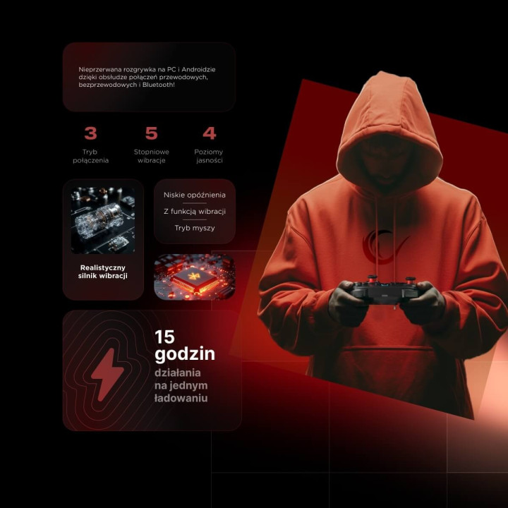 Rampage Hydra Kontroler gamingowy RGB bezprzewodowy pad biały