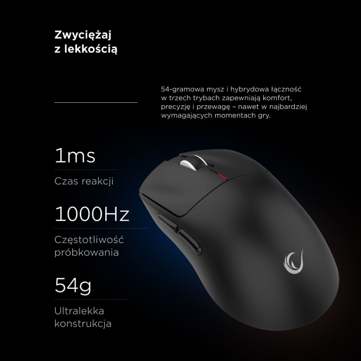 Rampage Clax PAW3311 1k Hz 24 000 DPI bezprzewodowa BT 5.1 czarna