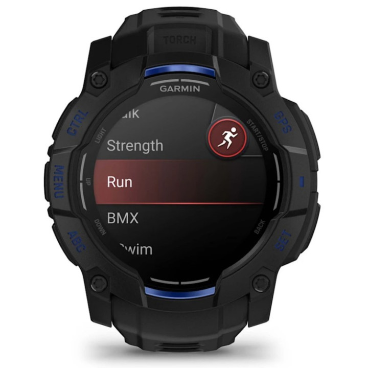 Garmin Instinct 3 AMOLED 50mm czarny z paskiem w kolorze black / bolt blue