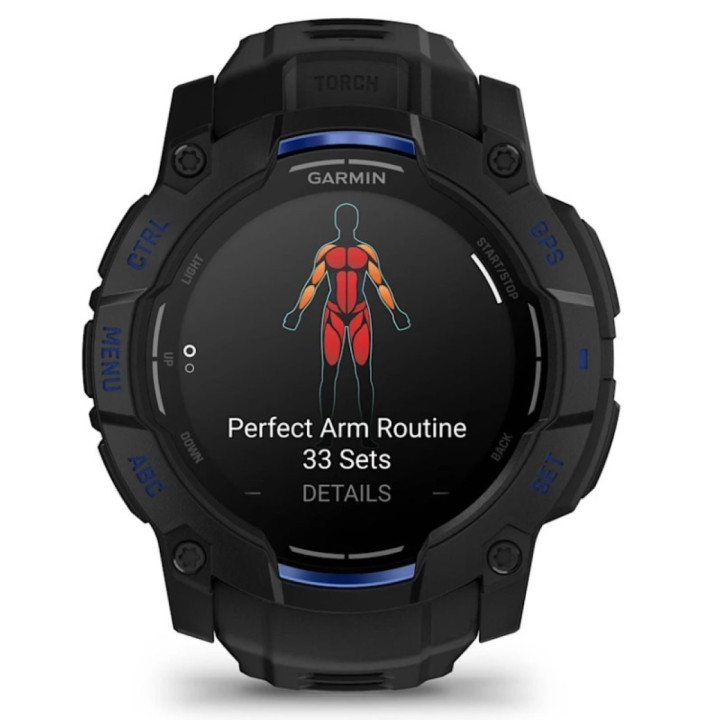 Garmin Instinct 3 AMOLED 50mm czarny z paskiem w kolorze black / bolt blue