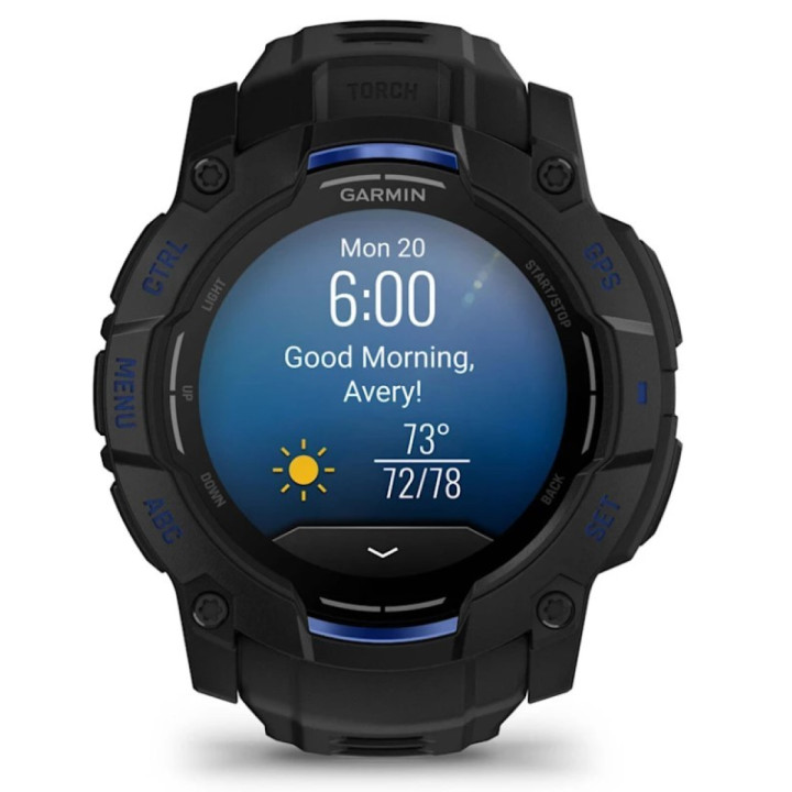 Garmin Instinct 3 AMOLED 50mm czarny z paskiem w kolorze black / bolt blue