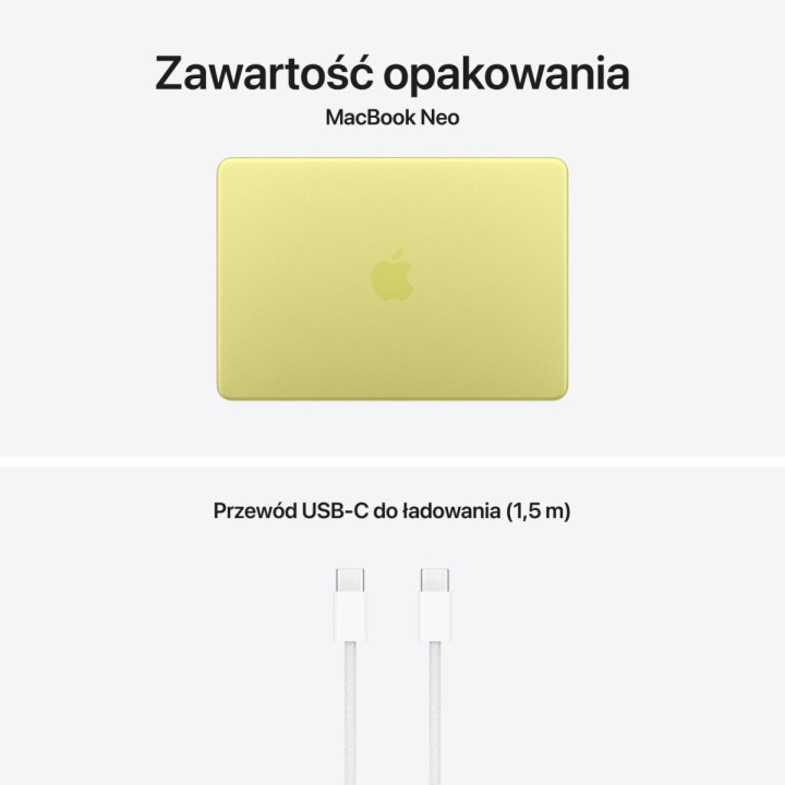 Laptop Apple MacBook Neo MHFD4ZE/A A18 Pro 6‑core CPU 5‑core GPU 13" 8GB 256SSD Int MacOS Cytrusowożółty