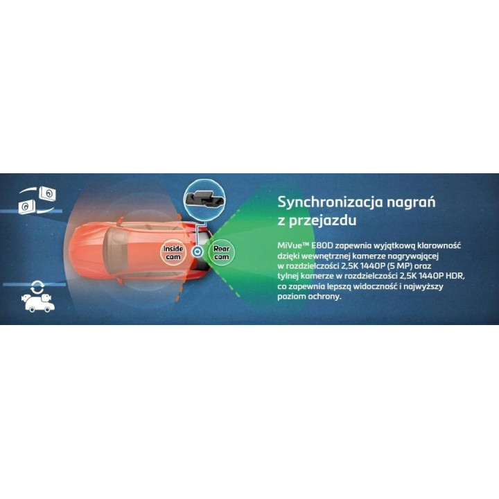 Kamera tylna 2w1 Mio MiVue E80D 2,5K HDR do wideorejestratora Mio MiVue 956W
