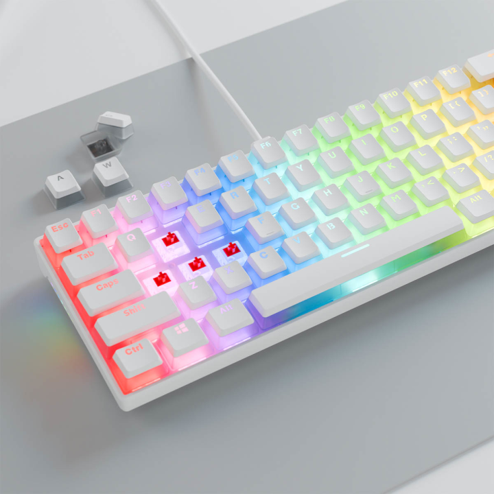 Rampage Klawiatura mechaniczna gamingowa Radiant K11 60% RGB Blue Switch, biała