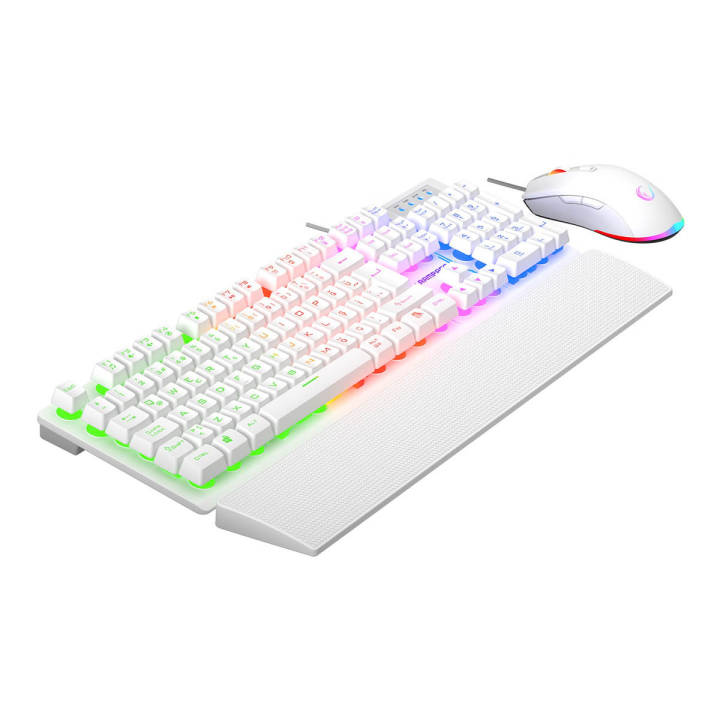 Rampage Fortuna Zestaw gamingowy klawiatura z podkładką i mysz 12800 DPI, biały