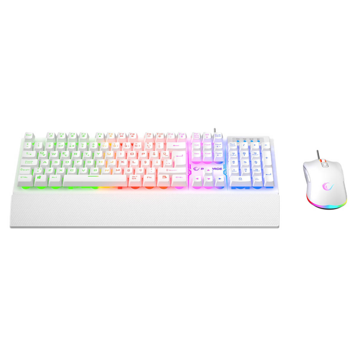 Rampage Fortuna Zestaw gamingowy klawiatura z podkładką i mysz 12800 DPI, biały