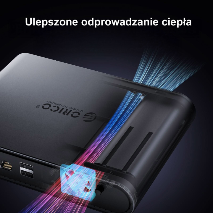 Orico Stacja dokująca USB-C z obudową M.2 NVMe/SATA, audio 3,5mm, RJ45, HDMI 4K@60Hz, PD 100W