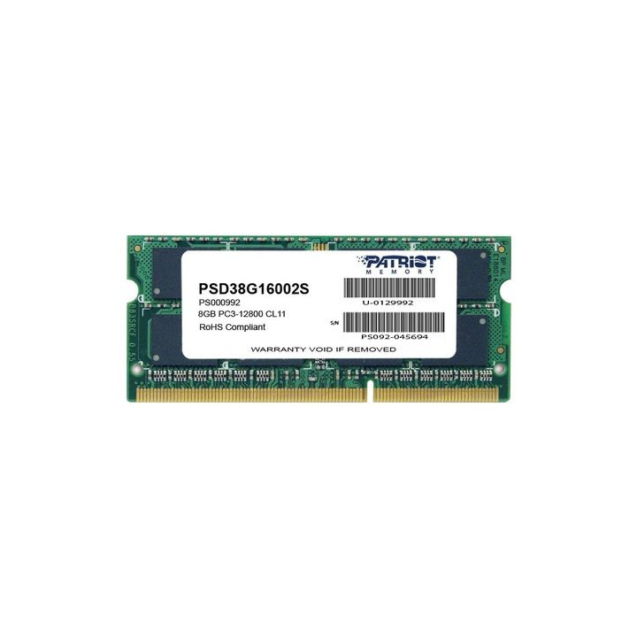 Pamięć Patriot Memory Signature PSD38G16002S (DDR3 SO-DIMM; 1 x 8 GB; 1600 MHz; CL11)