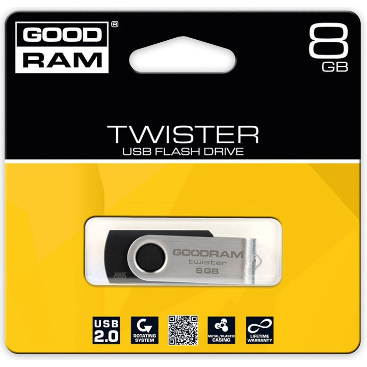 Pendrive GoodRam Twister UTS2-0080K0R11 (8GB; USB 2.0; kolor czarny)