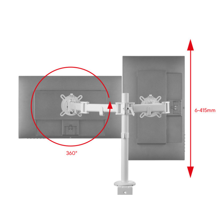 One For All DM2220 Uniwersalny uchwyt do monitora ARM, SMART, DUAL, biały, 2x 13''-32'' 8kg