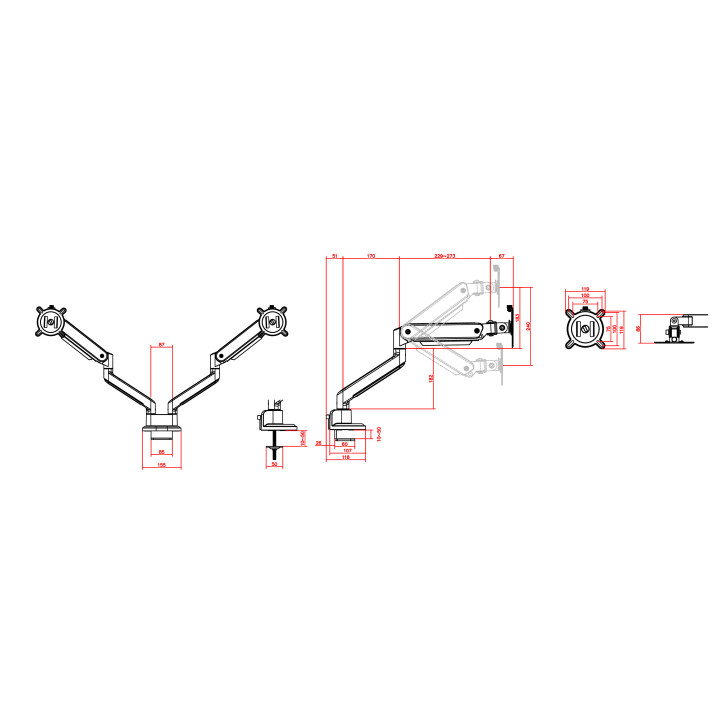 One For All DM4210 Uniwersalny uchwyt do monitora ARM, SMART, DUAL, czarny, 2x 13''-35'' 10kg