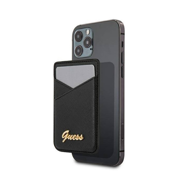GUESS WALLET CARD SLOT GUWMSSASLBK MAGSAFE SAFFIANO CZARNY/BLACK