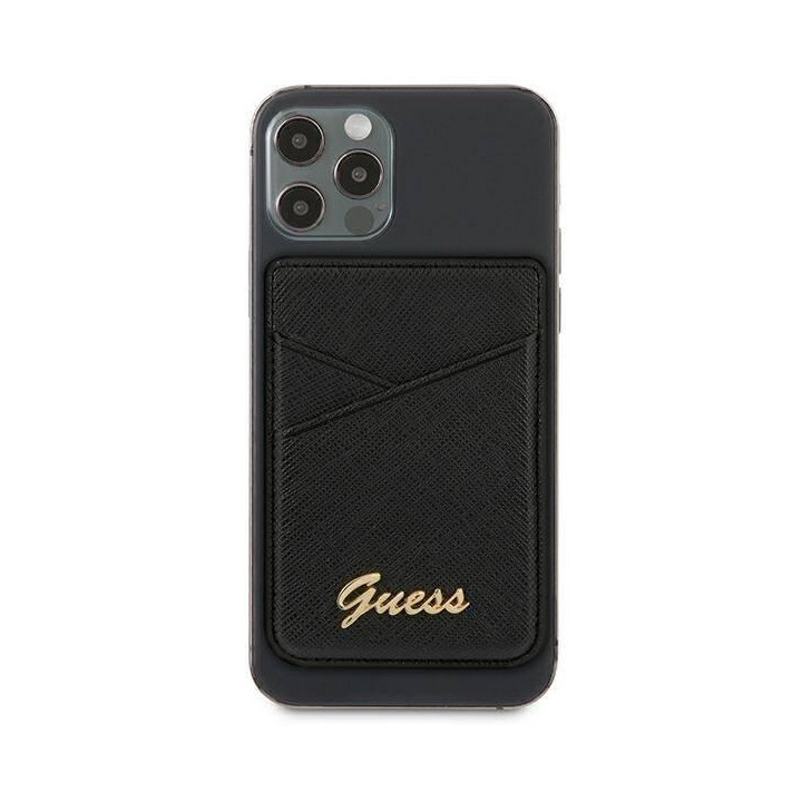 GUESS WALLET CARD SLOT GUWMSSASLBK MAGSAFE SAFFIANO CZARNY/BLACK