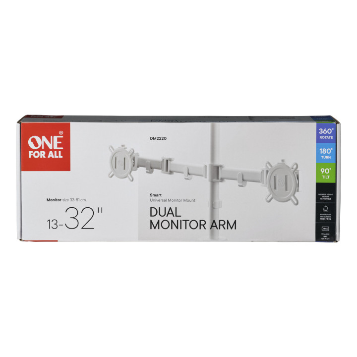 One For All DM2220 Uniwersalny uchwyt do monitora ARM, SMART, DUAL, biały, 2x 13''-32'' 8kg