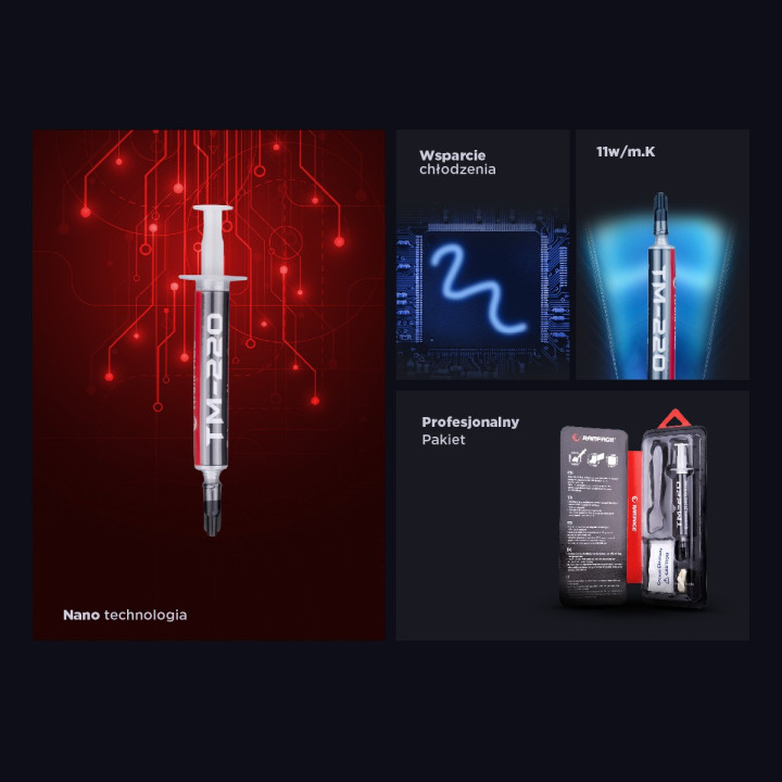 Rampage TM-220 Pasta termoprzewodząca 2g do procesora 11w/m.K, szpatułka + IPA