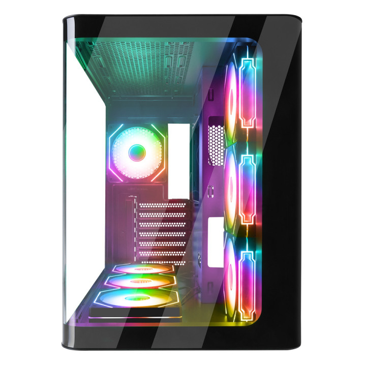 Rampage Loopy Obudowa PC akwarium 7x wentylator ARGB Infinity HUB czarna
