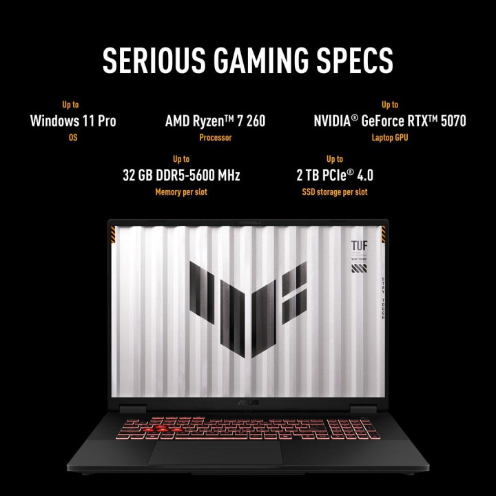 Laptop ASUS TUF Gaming A18 FA808UM-S9058 R7 260 18" 2.5K 240Hz 16GB 512SSD RTX5060 DLSS 4