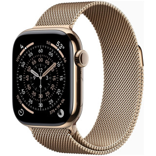 Apple Watch Series 11 GPS + Cellular 42mm Gold Titanium Case | Gold Milanese Loop