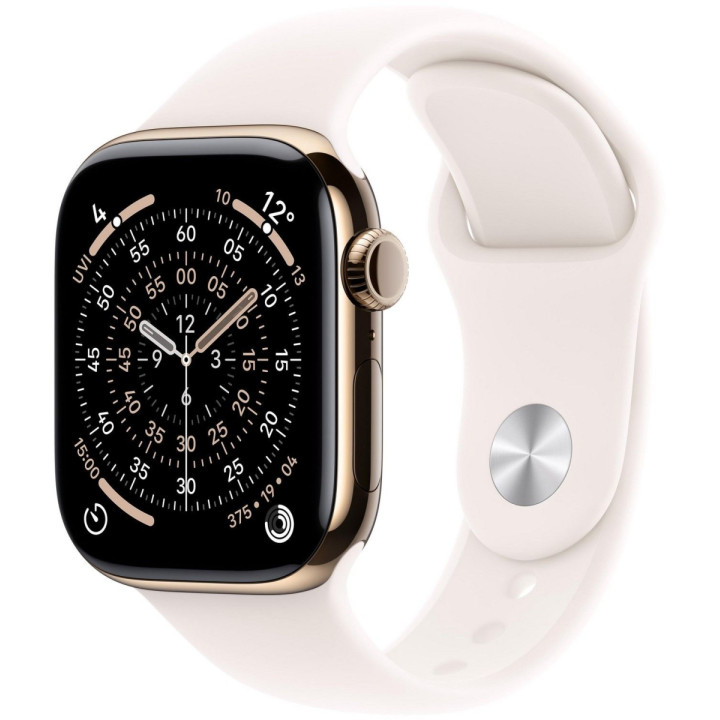 Apple Watch Series 11 GPS + Cellular 42mm Gold Titanium Case | Light Blush Sport Band - S/M