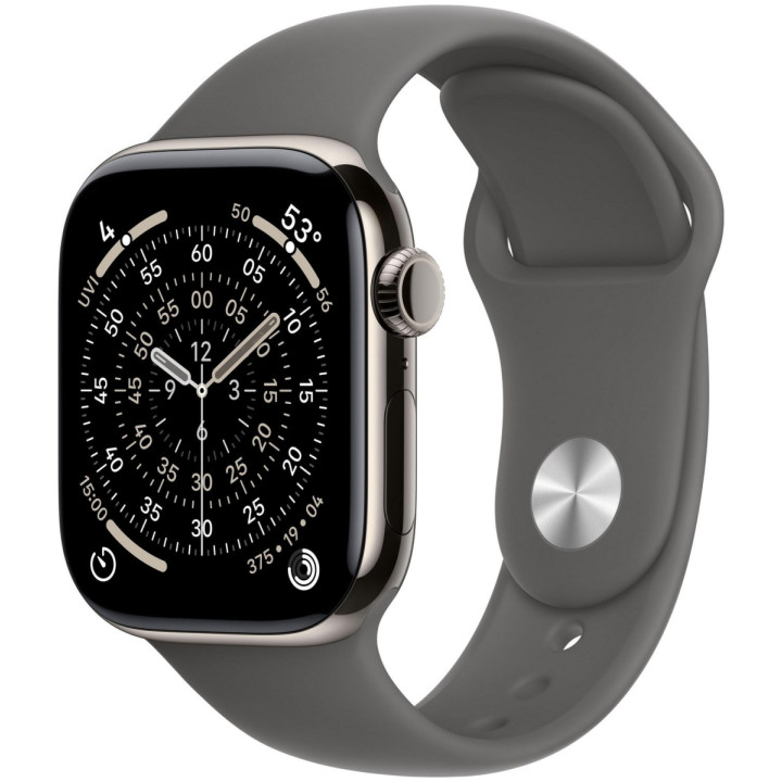 Apple Watch Series 11 GPS + Cellular 42mm Natural Titanium Case | Stone Grey Sport Band - S/M