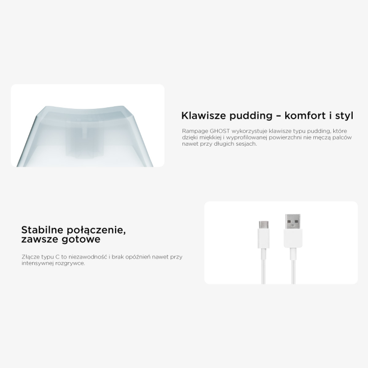 Rampage Klawiatura mechaniczna TKL GHOST Huano Red Switch biała