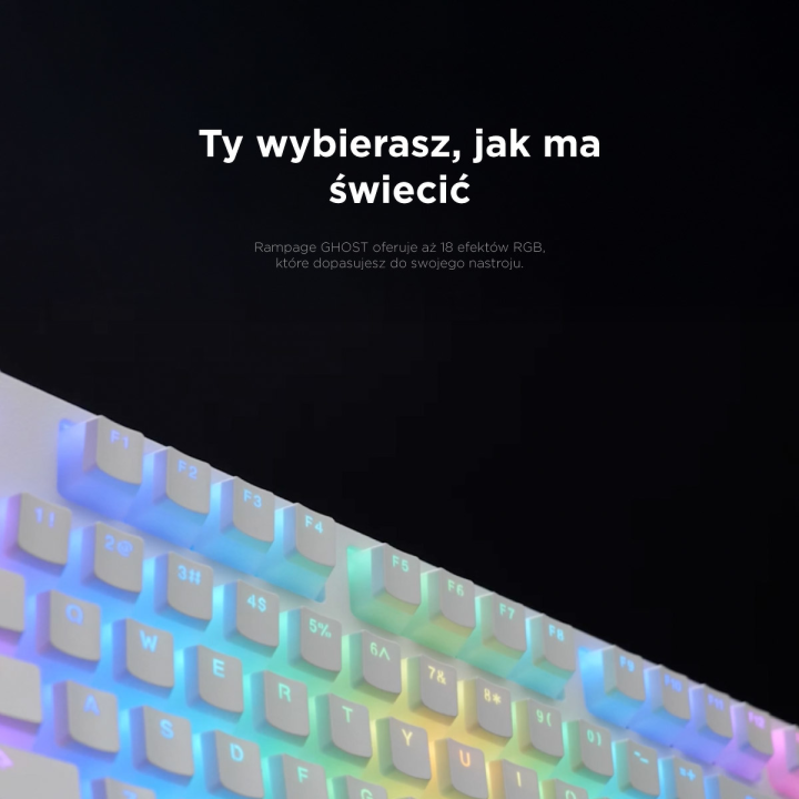 Rampage Klawiatura mechaniczna TKL GHOST Huano Red Switch biała