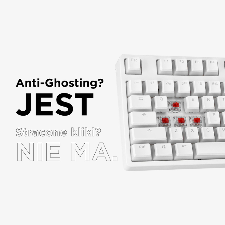 Rampage Klawiatura mechaniczna TKL GHOST Huano Red Switch biała