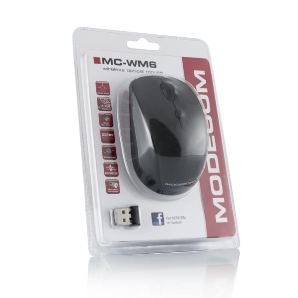 Mysz bezprzewodowa MODECOM M-MC-0WM6-100 (optyczna; 1600 DPI)
