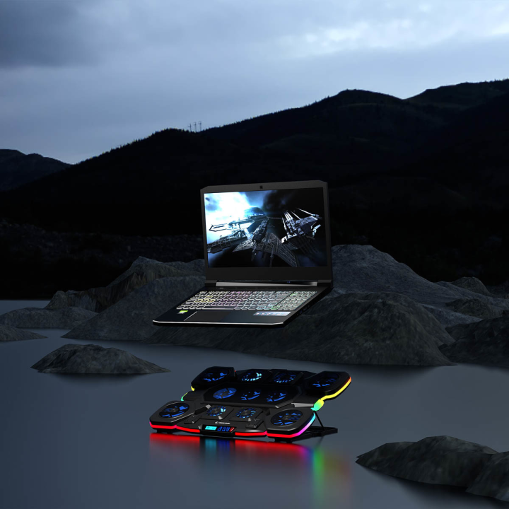 Rampage Glacier Gamingowa podstawka chłodząca pod laptop 14–17”, 2600RPM, czarna
