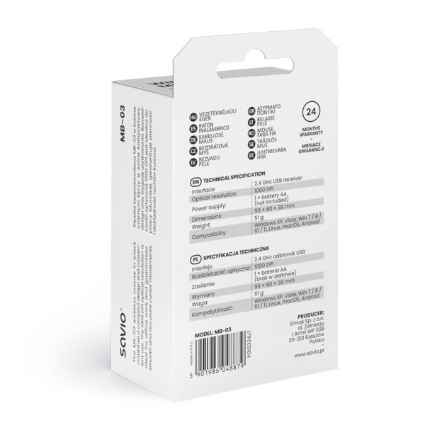 SAVIO MYSZ BEZPRZEWODOWA MB-03