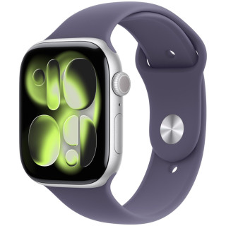 Apple Watch Series 11 GPS + Cellular 42mm Silver Aluminium Case | Purple Fog Sport Band - S/M