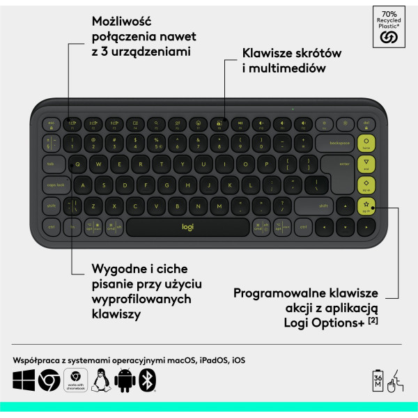 Klawiatura Logitech POP ICON Keys Grafitowy