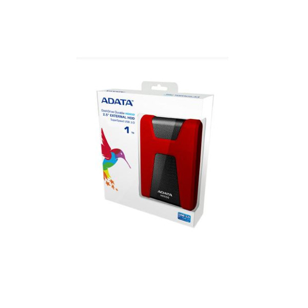 Dysk zewnętrzny ADATA DashDrive Durable HD650 AHD650-1TU3-CRD (1 TB; 2.5 ; USB 3.0; 5400 obr/min; kolor czerwony)