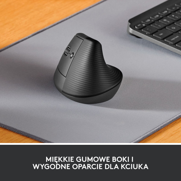 Mysz bezprzewodowa Logitech Lift ergonomiczna dla leworęcznych grafitowa 910-006474