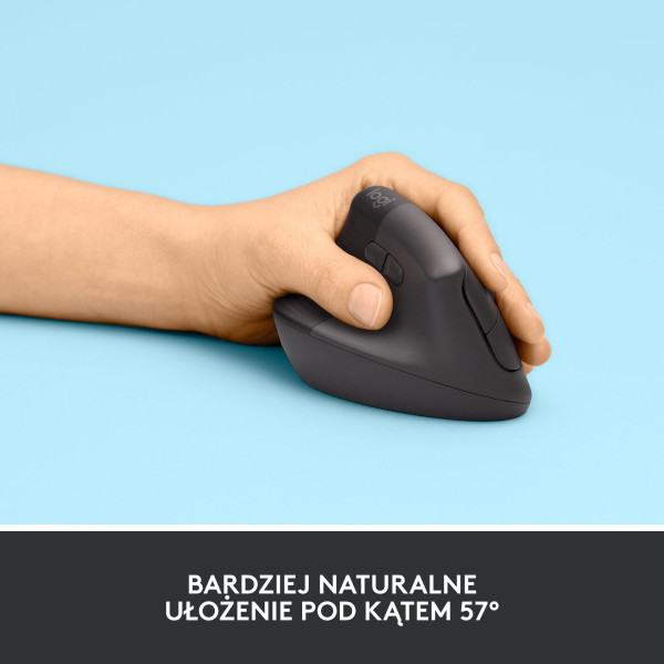 Mysz bezprzewodowa Logitech Lift ergonomiczna dla leworęcznych grafitowa 910-006474