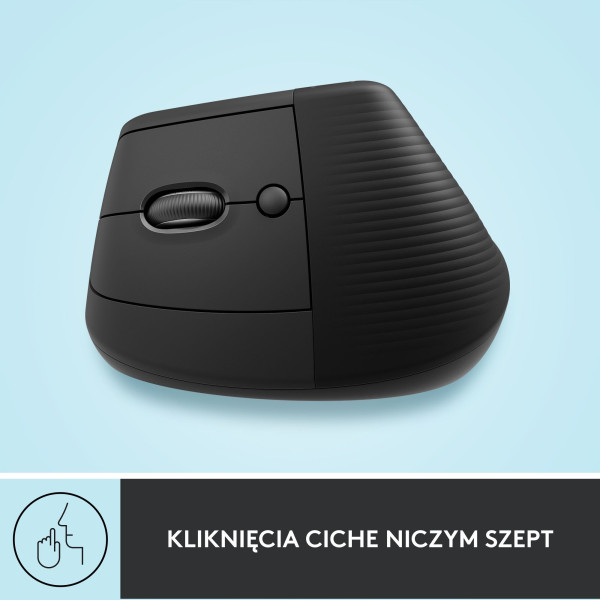 Mysz bezprzewodowa Logitech Lift ergonomiczna dla leworęcznych grafitowa 910-006474