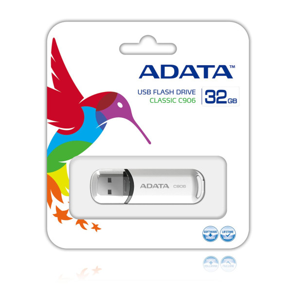 Pendrive ADATA C906 AC906-32G-RWH (32GB; USB 2.0; kolor biały)