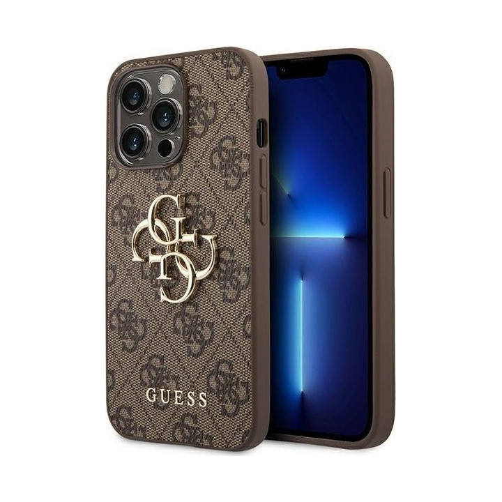 Guess 4G Big Metal Logo iPhone 14 Pro Max brązowy