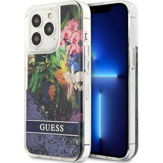 Guess Liquid Glitter Flower do iPhone 13 Pro (niebieski)