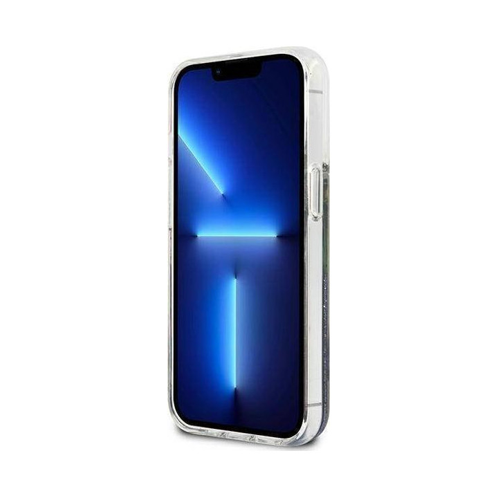 Guess Liquid Glitter Flower do iPhone 13 Pro (niebieski)