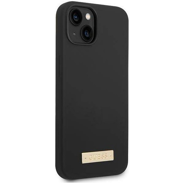 Guess Silicone Logo Plate MagSafe do iPhone 14 Plus (czarny)