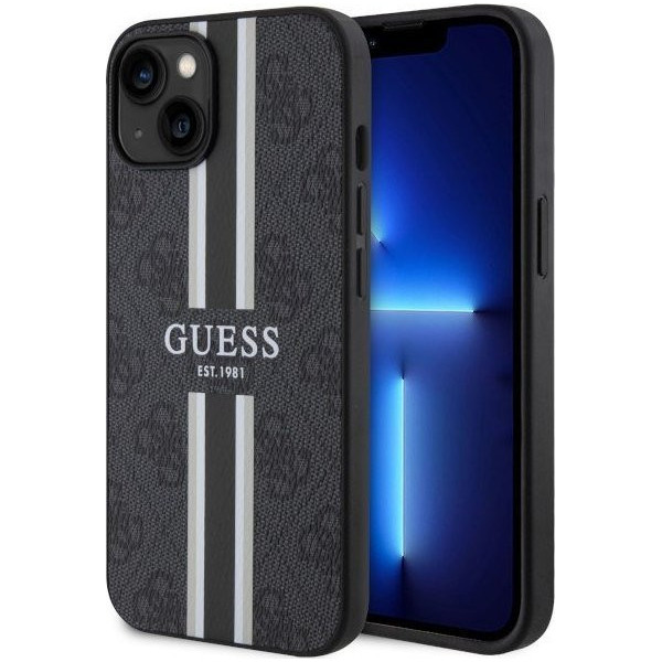 Guess 4G Printed Stripes MagSafe - Etui iPhone 14 Plus (Czarny)