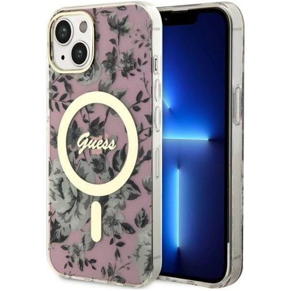 Guess Flower MagSafe - Etui iPhone 14 Plus (Różowy)