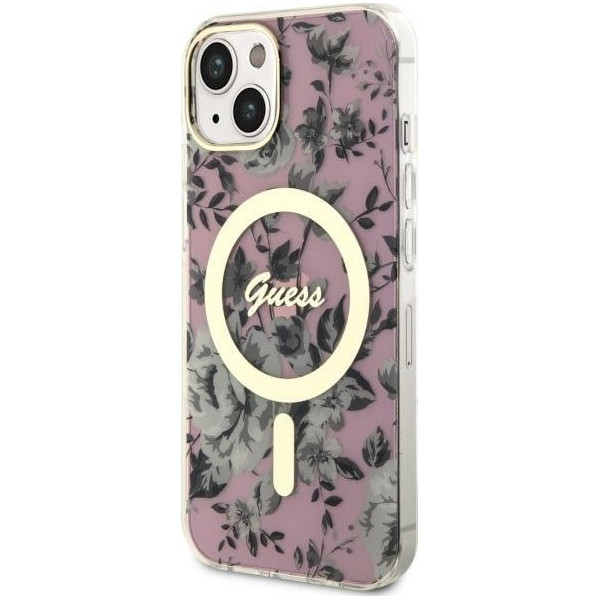 Guess Flower MagSafe - Etui iPhone 14 Plus (Różowy)